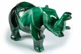 Polished Banded Malachite Elephant Carving - DR Congo #335576-1